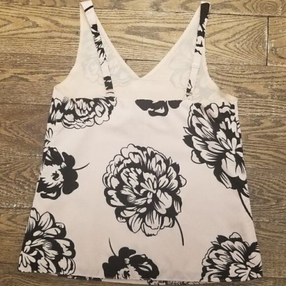 Banana Republic Pink Sleeveless Blouse Black Floral Print XS - Picture 4 of 6